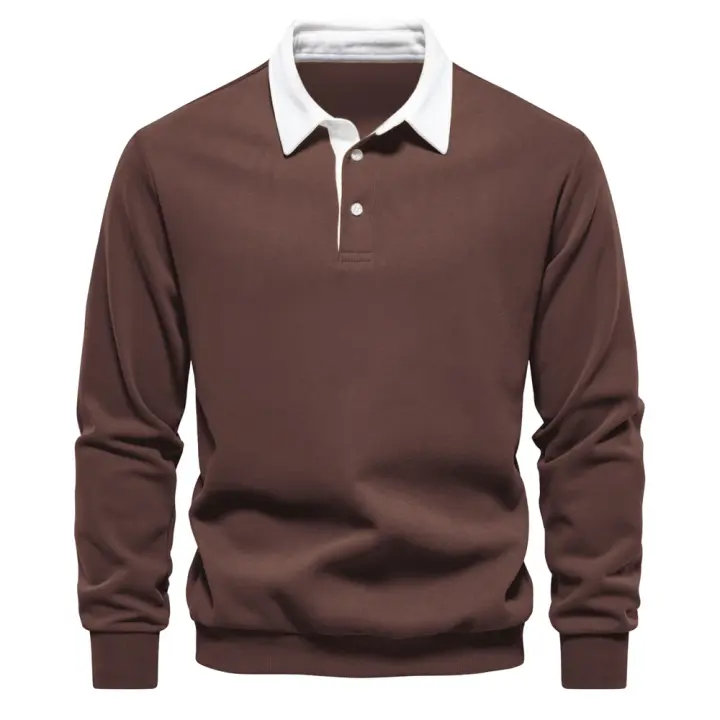Sudaderas con cuello tipo Polo para hombre, ropa informal y Social, sudaderas de algodón de calidad, nuevo diseño de moda de otoño, 2025 - 1