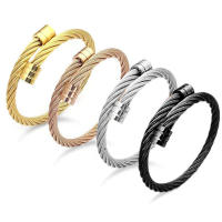 Pulseras para Hombre de Acero Titanio, Alambre Trenzado Ajustable, Estilo Punk Urbano, Joyería Masculina Moderna, Regalos para Hombre 2025 - details 1