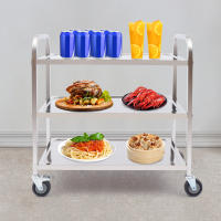 Carro de servicio de acero inoxidable con 3 estantes, carro de cocina, carro de comida con freno 85*45*90cm/33,46*17,72*35,43 In Simple, Moderno - details 2