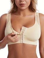 Sujetador Deportivo Sólido, Sujetador Íntimo Transpirable Sin Cables Con Cierre Frontal Push Up, Lencería Y Ropa Interior Para mujer - details 7