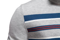 Suéter de punto medio para hombre, tops casuales a rayas, otoño e invierno - details 8
