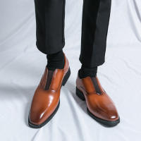Zapatos Formales para Hombres Color Sólido, Tacón Bajo, Comodidad y Moda en Cuero de Juventud Transpirable - details 5