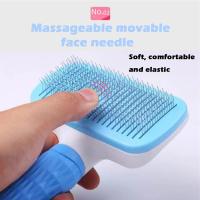 Peine de aguja para mascotas, cepillo autolimpiante para el cuidado de gatos, peine para quitar el pelo de mascotas, ideal para gatos y perros de pelo largo y corto - details 2