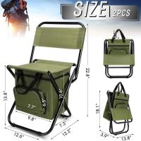 Banco de pesca desmontable, silla plegable portátil para acampar en la playa con bolsa refrigerada, respaldo ligero para exteriores - details 1