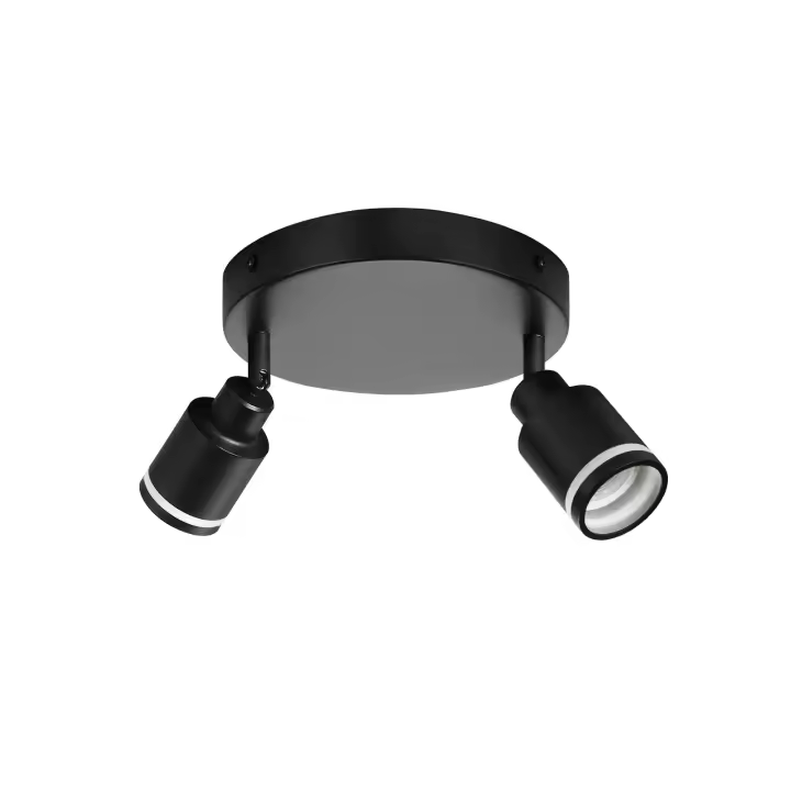 CBJKTX Foco de techo negro, lámpara de techo moderna, 2 focos de metal GU10 con llamas ajustables - 1