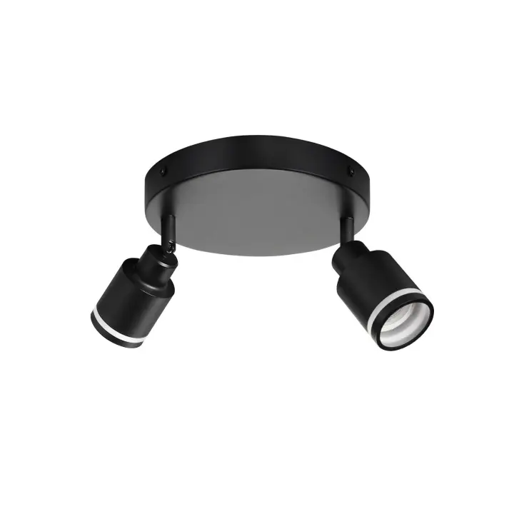 CBJKTX Foco de techo negro, lámpara de techo moderna, 2 focos de metal GU10 con llamas ajustables - 1
