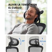 Oficina Ergonómica con Soporte Lumbar, Reposacabezas 2D, Reposabrazos Ajustable, Cojín Mejorado, Inclinación de 130 ° , Silla para Oficina en Casa - details 6
