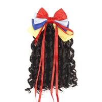 Gorros para niños, regalos de cumpleaños de princesa, cinta con lazo, cola de caballo, postizos Retro, peluca con cola de caballo rizada para niños, cola de caballo de pelo Royal Roll - details 7