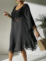 Vestido playero de talla grande para mujer, suave, de ganchillo, falda envolvente para bikini, para trajes de baño, tallas extendidas, elementos esenciales para vacaciones - details 31