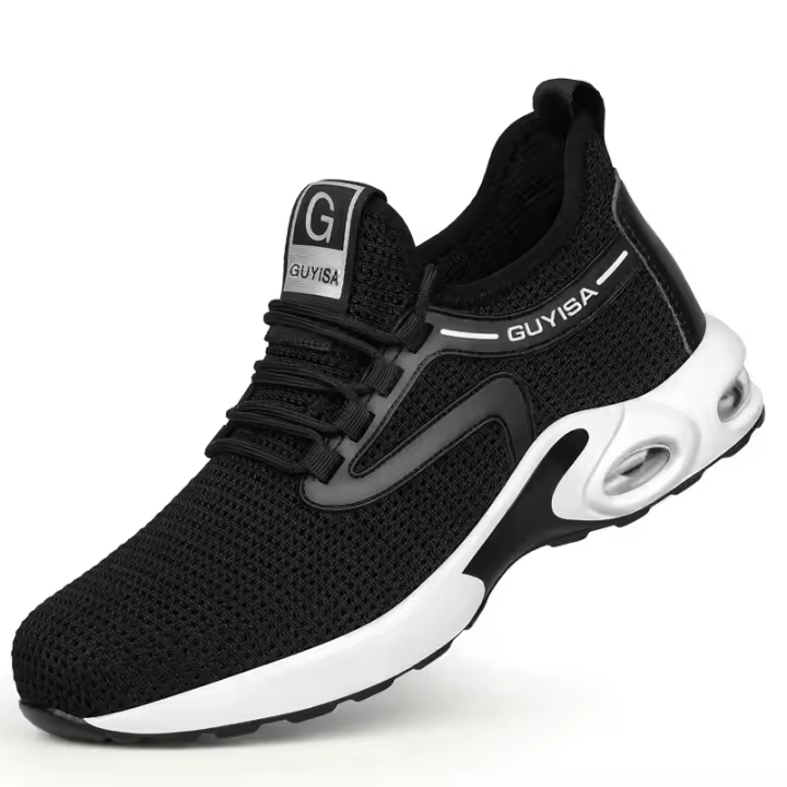 Zapatos de Trabajo para Hombres Cinturón de Aire con Cordón Elástico Material de Cuero - 1
