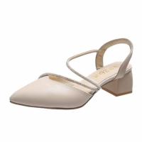 2025 nuevas sandalias de hadas viento bolsa de verano cabeza tacón grueso diamantes de imitación tacón alto con falda zapatos de mujer - details 0
