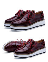 Zapatos informales de cuero genuino para mujer, zapatillas con cierre de cordones, zapatos planos Derby, Retro Brock, Oxfords - details 26