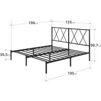 Marco de Cama de Metal Somier Altura de 30cm Montaje Fácil Espacio de Almacenamiento Bajo de la Cama Negro - details 1