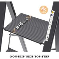 Escalera Plegable de Aluminio de 5 Peldaños Ahorro de Espacio y Portátil para Hogar, Cocina, Oficina Negro - details 7