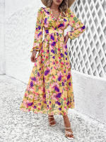 Vestido largo informal de verano para mujer, prenda de manga larga con escote en V, ahuecado en la espalda, Vintage, elegante, para fiesta en la playa, 2024 - details 10