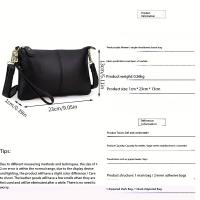 Bolso cruzado de cuero auténtico para mujer Cierre de cremallera, correa ajustable, estilo azul marino Accesorio casual perfecto para uso diario - details 1