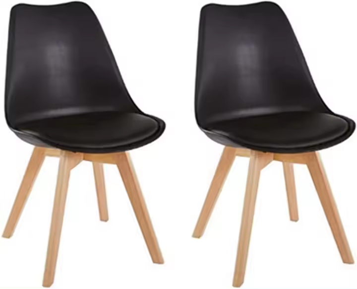 Sillas de Comedor, Patas de Madera Maciza, Cojín de Silla Extraíble, Silla de Cocina, Silla Moderna (Negro-4) - 1