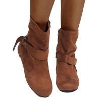 Nueva moda, hebilla de cinturón plana de gamuza grande, mangas cortas, cabeza redonda, ots para mujer - details 1