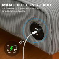 Sofá de 2 Plazas con 2 Puertos USB Tapizado en Panal Sofá de Salón sin Reposabrazos con 1 Puerto Tipo-C y Patas de Madera de Caucho Carga 240 kg 110x60x85 cm Amarillo - details 12