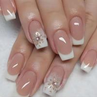 24 UDS blanco simple francés conjunto cabeza cuadrada falsa prensa corta en uñas - details 5