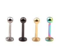 2 uds [100% titanium G23] labret de 16g (1,2mm) labio pendientes de cartílago oreja tragus piercing en el labio puntas pendientes joyería del cuerpo - details 1