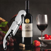 Sacacorchos de acero inoxidable, abridor de botellas de vino de camareros con doble bisagra, herramienta de palanca plateada, nuevo - details 3