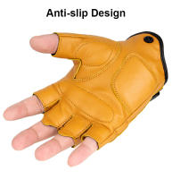 Guantes de cuero de medio dedo para hombre, equipo de protección, transpirables, para Motocross y motociclista - details 6