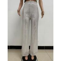 Moda femenina New -End Color sólido Pierna ancha con lentejuelas drapeadas Pantalones casuales para mujer - details 55