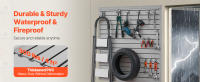 SucceBuy Paneles de pared de listones - Panel de listones de PVC para garaje de 4 x 4 pies, diseño modular, pared de listones gris, panel ajustable fácil de instalar con estructura de acoplamiento y corte DIY - details 1