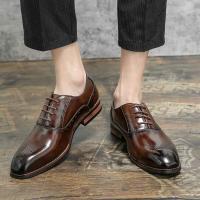 2025 zapatos puntiagudos de cuero de vestir de negocios para hombres, vestido de novia estilo Oxford para caminar, zapatos de fiesta - details 7