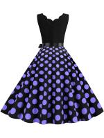 Dot print summer women elegant vintage party casual sleevelss a line dress - details 33