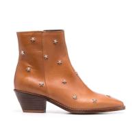 Tacones altos con lazo de cuero auténtico para mujer, botas de club verdes con botines gruesos deslizantes, sellado antideslizante de invierno - details 0