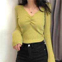 2025 suéter Sexy con cuello en V para mujer, Jersey de punto de otoño, Jersey elegante suave coreano ajustado de manga larga para mujer, Top básico nuevo de invierno - details 12