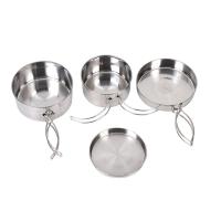 Juego de utensilios de cocina portátil para acampada, vajilla antiadherente con tapa de olla, plato de acero inoxidable, fácil d - details 3