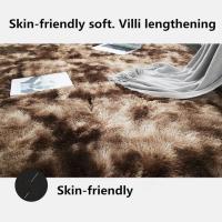 Alfombra peluda redonda pequeña con estampado de teñido anudado, tapete colorido antideslizante para sala de estar y dormitorio, alfombrilla suave para el suelo de invierno, 40/60cm - details 12