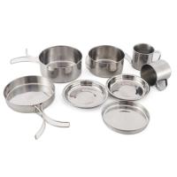 8 Unids/set utensilios de cocina para camping, kit de herramientas desordenado, ollas, tazones y sartenes de acero inoxidable con platos, mochilas, - details 5