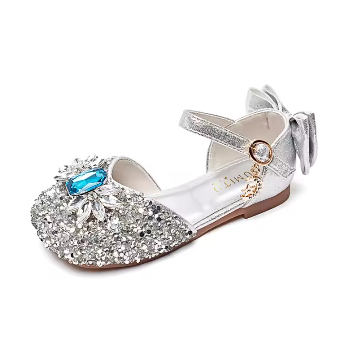 Nuevos zapatos plateados de cristal de suela blanda Baotou zapatos de niña con diamantes de imitación zapatos de rendimiento - 1