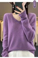 2024 100% Merino pura lana con cuello en V Otoño e Invierno suéter nuevo suéter de cachemira de las mujeres Casual de punto Top DMR201 - details 19