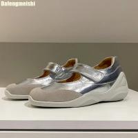 Zapatos de Ballet Informales a la Moda de Piel de Vaca Zapatos Planos de 3Cm/6Cm que Mejoran la Altura para Mujer Novedad de Verano 2025 Zapatos Mary Jane Blancos/Plateados - details 5