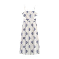 Elegante Vestido Midi de TRAFZA Estilo Playa de Verano para Mujeres Sin Correas, Sin Mangas, Bordado Hueco, Sin Espalda, Cuello en V - details 1