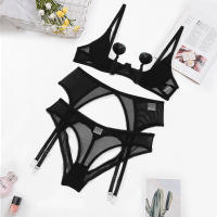 Conjunto de Sujetador Transparente con Borlas de Cuatro Piezas Lencería Sexy para Mujeres - details 10