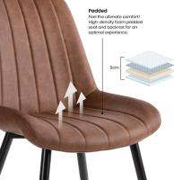Marrón x4 - Pack de 4 sillas de Comedor, diseño nórdico y Vintage con Asiento Acolchado y Respaldo ergonómico, Color marrón - details 8