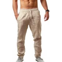 Pantalones De Lino Para Hombre Verano Transpirables Trousers De Lino Fitness Casual Color Sólido Jogging Callejero - details 1