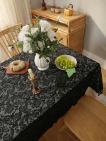 Mantel floral Ense negro, diseño estampado para cocina, salón, mesa de comedor, decoración, fiestas y eventos - details 6