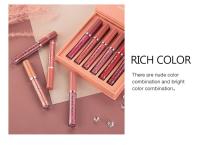 Juego de brillo de labios para mujer, lápiz labial mate, maquillaje de esmalte de labios impermeable de larga duración, Kit de brillo de labios Nude, taza antiadherente, 6 colores - details 3