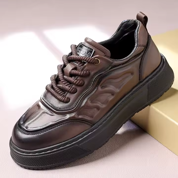 Nuevo Zapato de Cuero de Vaca de la Primera Capa para Hombres Zapatillas Deportivas y de Ocio de Moda Caliente - 1