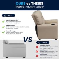Chandler de Vinilo para niños reclinable con portavasos y reclinable de Seguridad, Silla reclinable contemporánea para niños, admite hasta 90 lbs, Beige - details 4