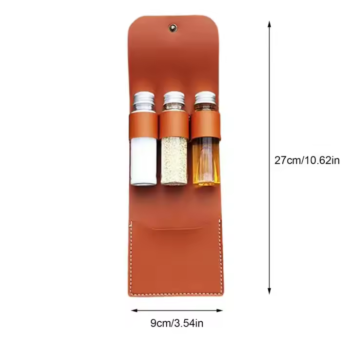 Botella Portátil para Condimentos y Especias Bolsa de Cuero con Soporte para 3/5 Latas - 1