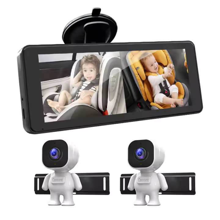 Car Baby Care Monitor HD Visión Nocturna Monitor Ajustable y Cámara Monitor Cristal Adsorbente No Ocupa Espacio - 1