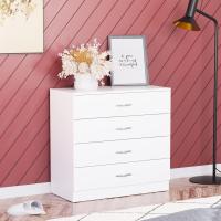 Cómoda Blanca, 4 cajones, manijas metálicas, correderas y Soporte Anti-deformación para Muebles - details 1
